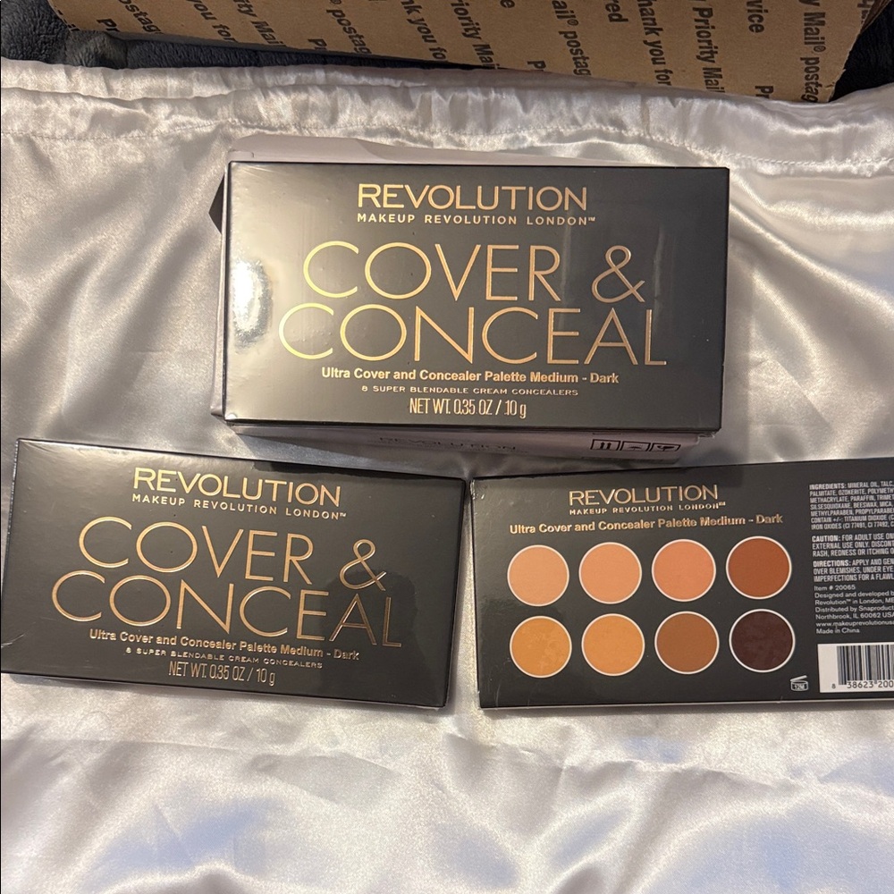 Revolution Cover & Conceal Palette - Medium to Dark Shades. Sealed. 3 in bundle.